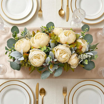 Pre-Made Floral Centerpieces for Dining Table - Pink | Artificial Peonies Hydrangea Centerpieces for Table Fake Flower Decorations for Wedding Living Room Party Bar Kitchen Table