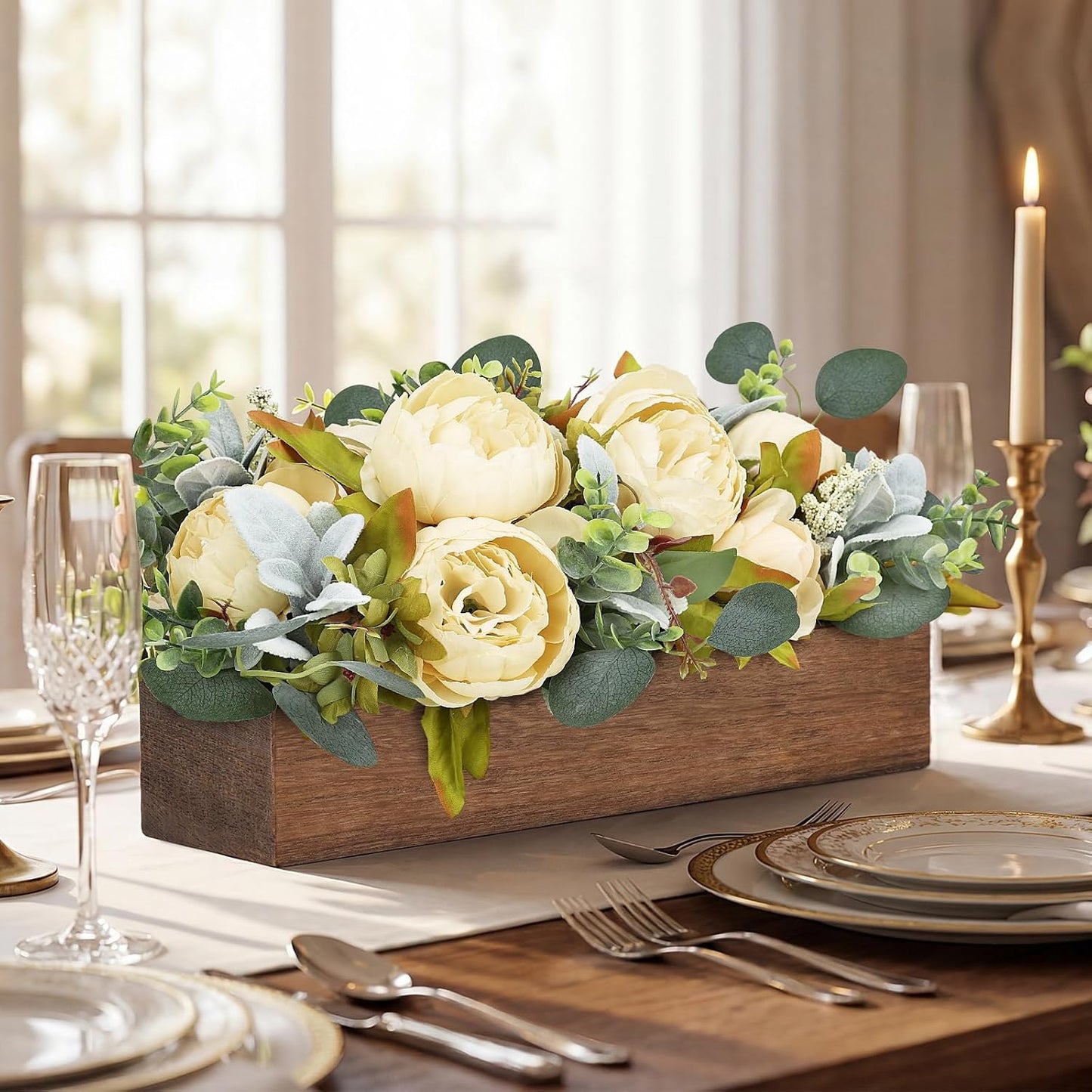 Pre-Made Floral Centerpieces for Dining Table - Pink | Artificial Peonies Hydrangea Centerpieces for Table Fake Flower Decorations for Wedding Living Room Party Bar Kitchen Table