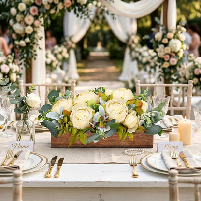 Pre-Made Floral Centerpieces for Dining Table - Pink | Artificial Peonies Hydrangea Centerpieces for Table Fake Flower Decorations for Wedding Living Room Party Bar Kitchen Table