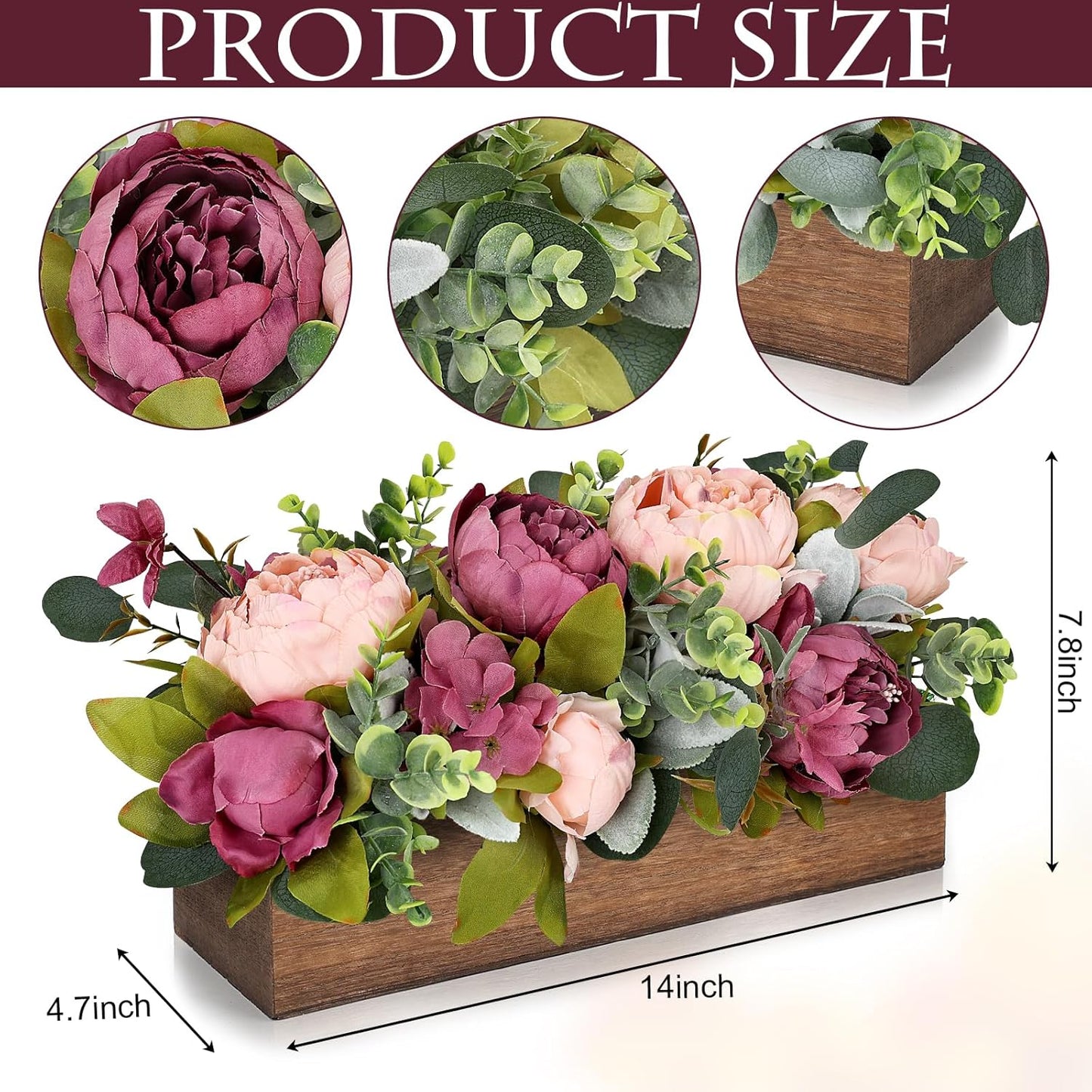 Pre-Made Floral Centerpieces for Dining Table - Pink | Artificial Peonies Hydrangea Centerpieces for Table Fake Flower Decorations for Wedding Living Room Party Bar Kitchen Table