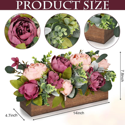 Pre-Made Floral Centerpieces for Dining Table - Pink | Artificial Peonies Hydrangea Centerpieces for Table Fake Flower Decorations for Wedding Living Room Party Bar Kitchen Table