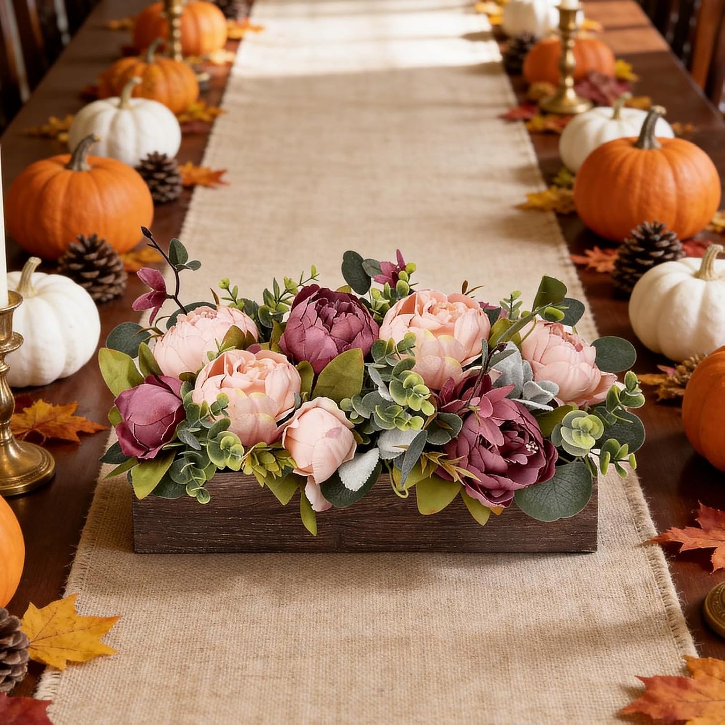 Pre-Made Floral Centerpieces for Dining Table - Pink | Artificial Peonies Hydrangea Centerpieces for Table Fake Flower Decorations for Wedding Living Room Party Bar Kitchen Table
