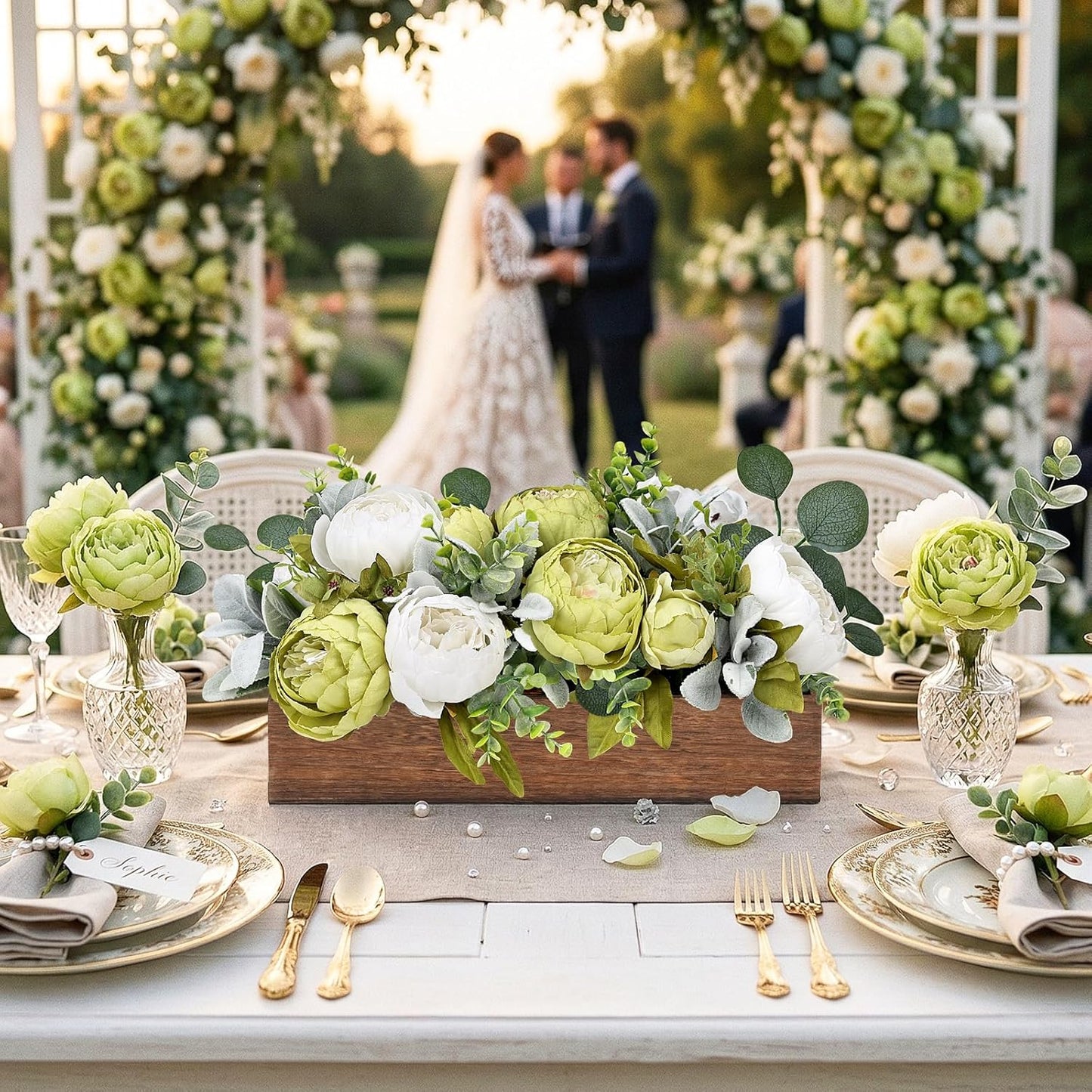 Pre-Made Floral Centerpieces for Dining Table - Pink | Artificial Peonies Hydrangea Centerpieces for Table Fake Flower Decorations for Wedding Living Room Party Bar Kitchen Table