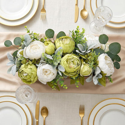 Pre-Made Floral Centerpieces for Dining Table - Pink | Artificial Peonies Hydrangea Centerpieces for Table Fake Flower Decorations for Wedding Living Room Party Bar Kitchen Table