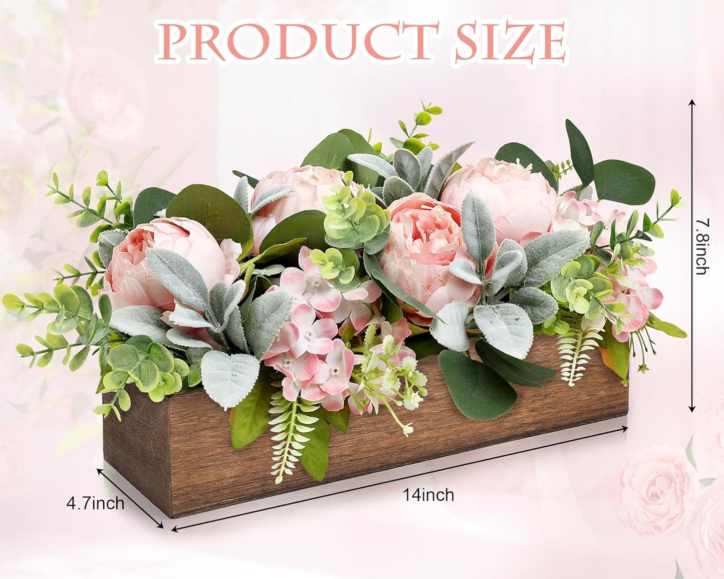Pre-Made Floral Centerpieces for Dining Table - Pink | Artificial Peonies Hydrangea Centerpieces for Table Fake Flower Decorations for Wedding Living Room Party Bar Kitchen Table