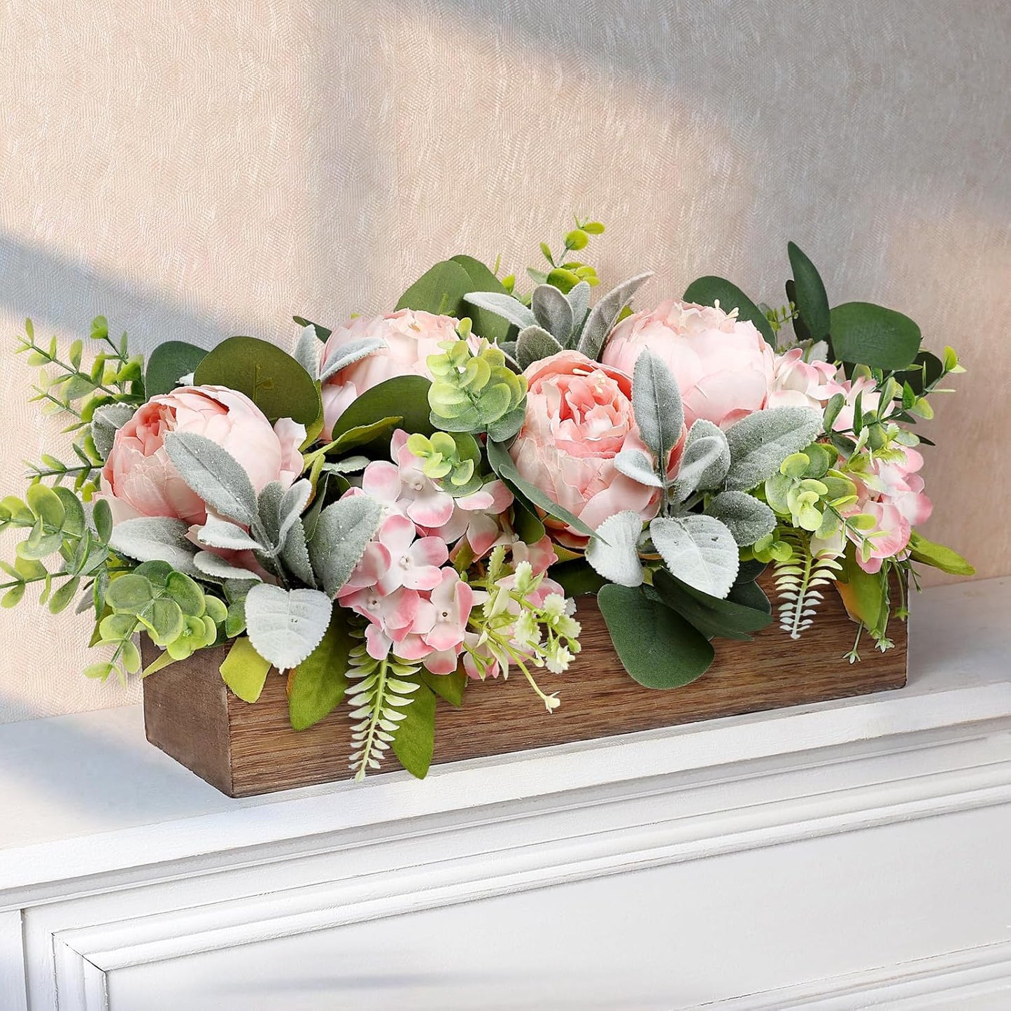 Pre-Made Floral Centerpieces for Dining Table - Pink | Artificial Peonies Hydrangea Centerpieces for Table Fake Flower Decorations for Wedding Living Room Party Bar Kitchen Table