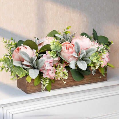 Pre-Made Floral Centerpieces for Dining Table - Pink | Artificial Peonies Hydrangea Centerpieces for Table Fake Flower Decorations for Wedding Living Room Party Bar Kitchen Table