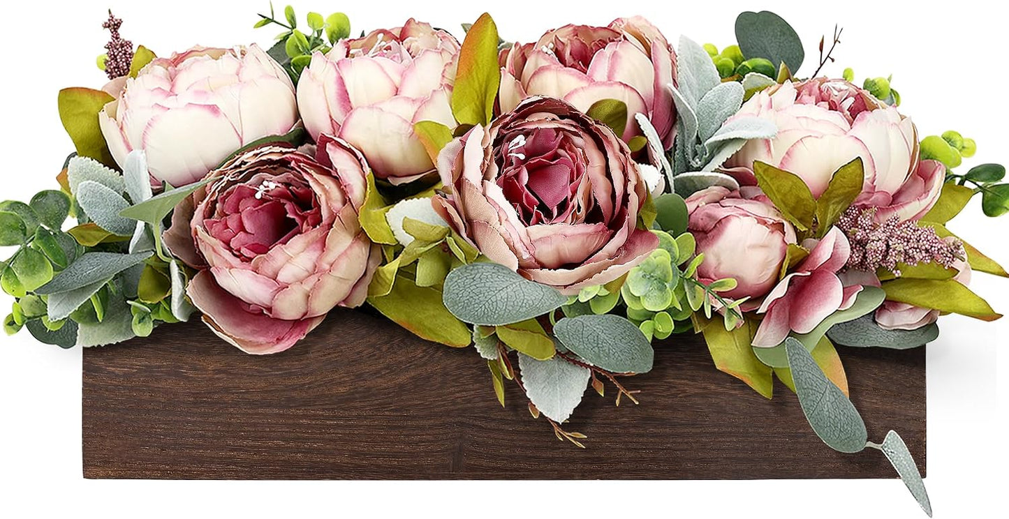 Pre-Made Floral Centerpieces for Dining Table - Pink | Artificial Peonies Hydrangea Centerpieces for Table Fake Flower Decorations for Wedding Living Room Party Bar Kitchen Table