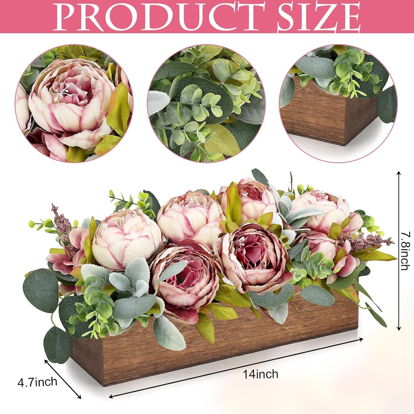 Pre-Made Floral Centerpieces for Dining Table - Pink | Artificial Peonies Hydrangea Centerpieces for Table Fake Flower Decorations for Wedding Living Room Party Bar Kitchen Table
