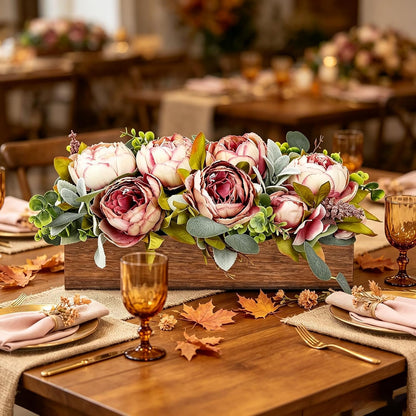 Pre-Made Floral Centerpieces for Dining Table - Pink | Artificial Peonies Hydrangea Centerpieces for Table Fake Flower Decorations for Wedding Living Room Party Bar Kitchen Table