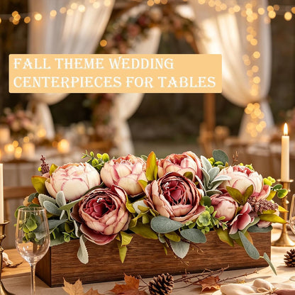 Pre-Made Floral Centerpieces for Dining Table - Pink | Artificial Peonies Hydrangea Centerpieces for Table Fake Flower Decorations for Wedding Living Room Party Bar Kitchen Table