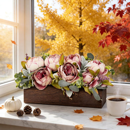 Pre-Made Floral Centerpieces for Dining Table - Pink | Artificial Peonies Hydrangea Centerpieces for Table Fake Flower Decorations for Wedding Living Room Party Bar Kitchen Table