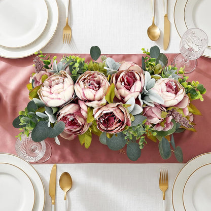 Pre-Made Floral Centerpieces for Dining Table - Pink | Artificial Peonies Hydrangea Centerpieces for Table Fake Flower Decorations for Wedding Living Room Party Bar Kitchen Table