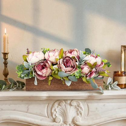 Pre-Made Floral Centerpieces for Dining Table - Pink | Artificial Peonies Hydrangea Centerpieces for Table Fake Flower Decorations for Wedding Living Room Party Bar Kitchen Table
