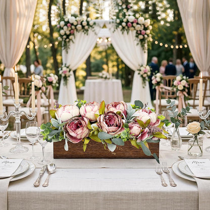 Pre-Made Floral Centerpieces for Dining Table - Pink | Artificial Peonies Hydrangea Centerpieces for Table Fake Flower Decorations for Wedding Living Room Party Bar Kitchen Table