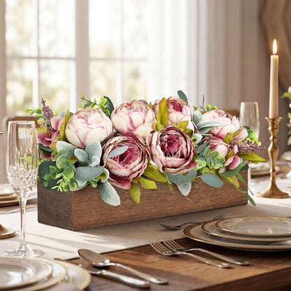 Pre-Made Floral Centerpieces for Dining Table - Pink | Artificial Peonies Hydrangea Centerpieces for Table Fake Flower Decorations for Wedding Living Room Party Bar Kitchen Table