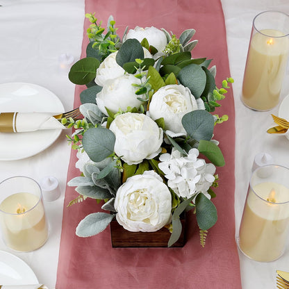 Pre-Made Floral Centerpieces for Dining Table - Pink | Artificial Peonies Hydrangea Centerpieces for Table Fake Flower Decorations for Wedding Living Room Party Bar Kitchen Table