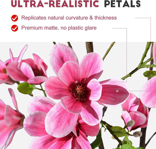 Artificial Trees Cherry Blossom Tall Fake Magnolia Flower Tree Floor plantas Indoor Outdoor Realistic for Home Living Room Office Porch Outside Patio arboles para decoracion Housewarming Gift