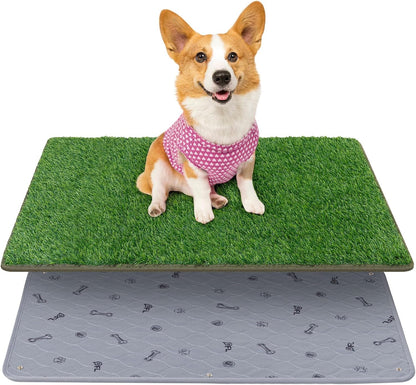 Dog Grass Mat with Pee Pad: Artificial Indoor Grass Potty Training Pads for Dogs Doggies Washable,Reusable Puppy Pads Leakproof on Outdoor Patio Balcony Apartment(39x31.49'')