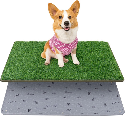 Dog Grass Mat with Pee Pad: Artificial Indoor Grass Potty Training Pads for Dogs Doggies Washable,Reusable Puppy Pads Leakproof on Outdoor Patio Balcony Apartment(39x31.49'')