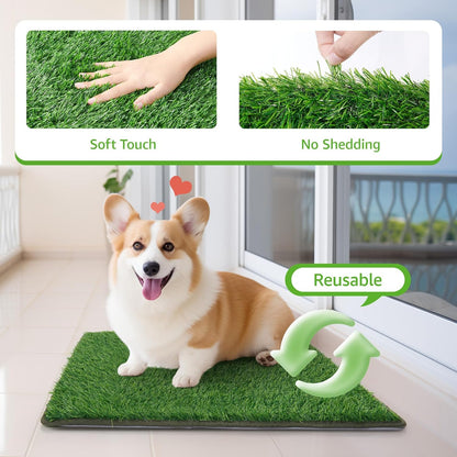 Dog Grass Mat with Pee Pad: Artificial Indoor Grass Potty Training Pads for Dogs Doggies Washable,Reusable Puppy Pads Leakproof on Outdoor Patio Balcony Apartment(39x31.49'')