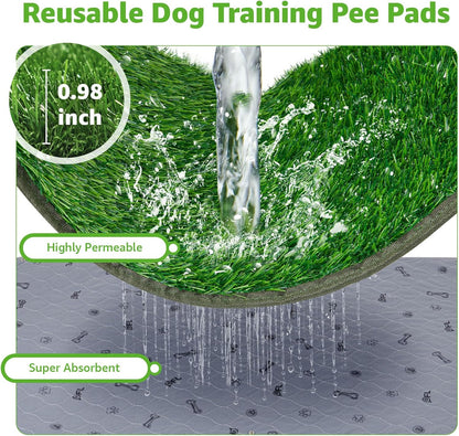 Dog Grass Mat with Pee Pad: Artificial Indoor Grass Potty Training Pads for Dogs Doggies Washable,Reusable Puppy Pads Leakproof on Outdoor Patio Balcony Apartment(39x31.49'')