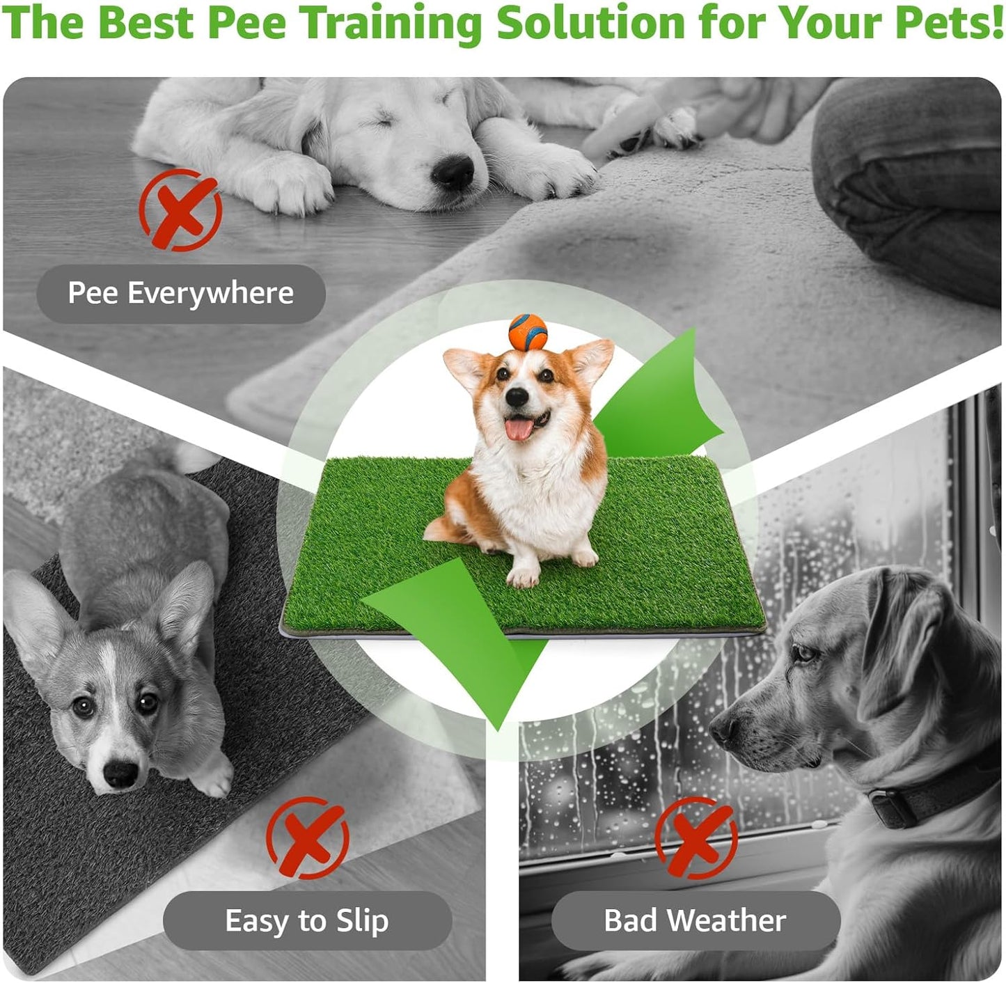 Dog Grass Mat with Pee Pad: Artificial Indoor Grass Potty Training Pads for Dogs Doggies Washable,Reusable Puppy Pads Leakproof on Outdoor Patio Balcony Apartment(39x31.49'')