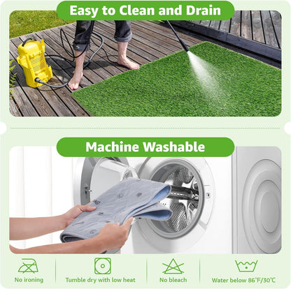 Dog Grass Mat with Pee Pad: Artificial Indoor Grass Potty Training Pads for Dogs Doggies Washable,Reusable Puppy Pads Leakproof on Outdoor Patio Balcony Apartment(39x31.49'')