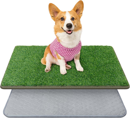 Dog Grass Mat with Pee Pad: Artificial Indoor Grass Potty Training Pads for Dogs Doggies Washable,Reusable Puppy Pads Leakproof on Outdoor Patio Balcony Apartment(39x31.49'')
