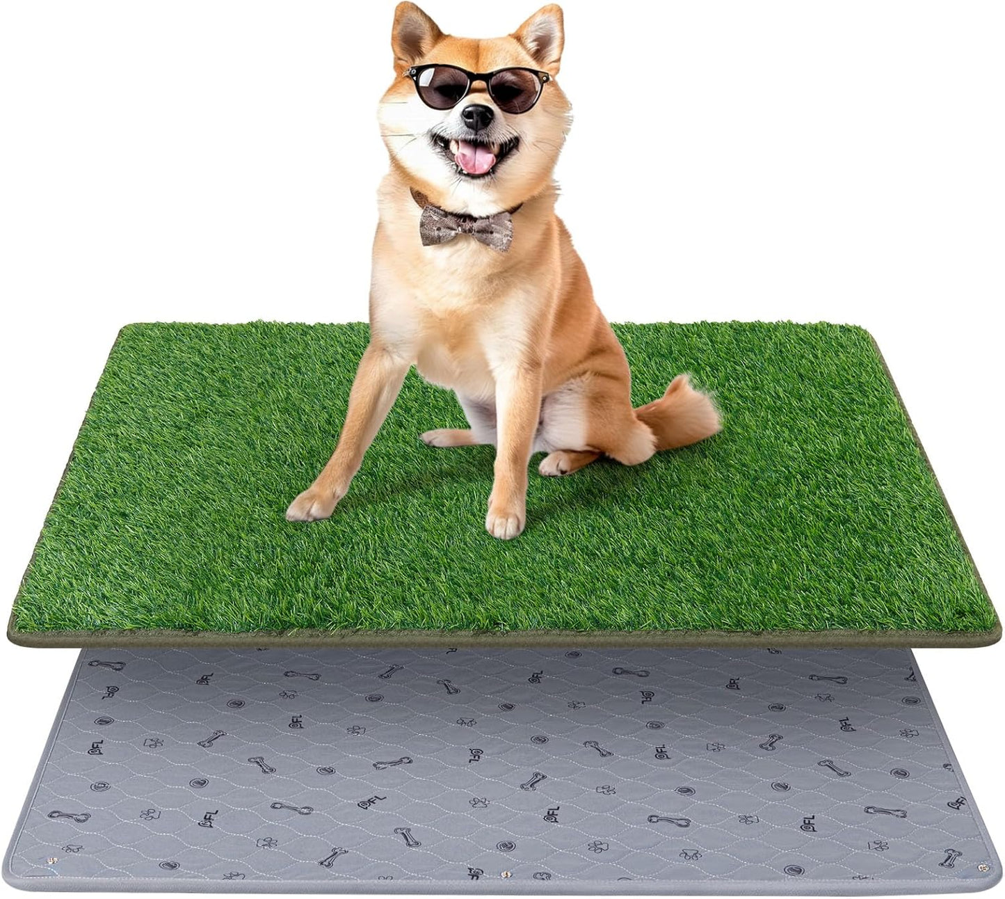 Dog Grass Mat with Pee Pad: Artificial Indoor Grass Potty Training Pads for Dogs Doggies Washable,Reusable Puppy Pads Leakproof on Outdoor Patio Balcony Apartment(39x31.49'')