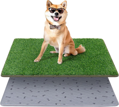 Dog Grass Mat with Pee Pad: Artificial Indoor Grass Potty Training Pads for Dogs Doggies Washable,Reusable Puppy Pads Leakproof on Outdoor Patio Balcony Apartment(39x31.49'')