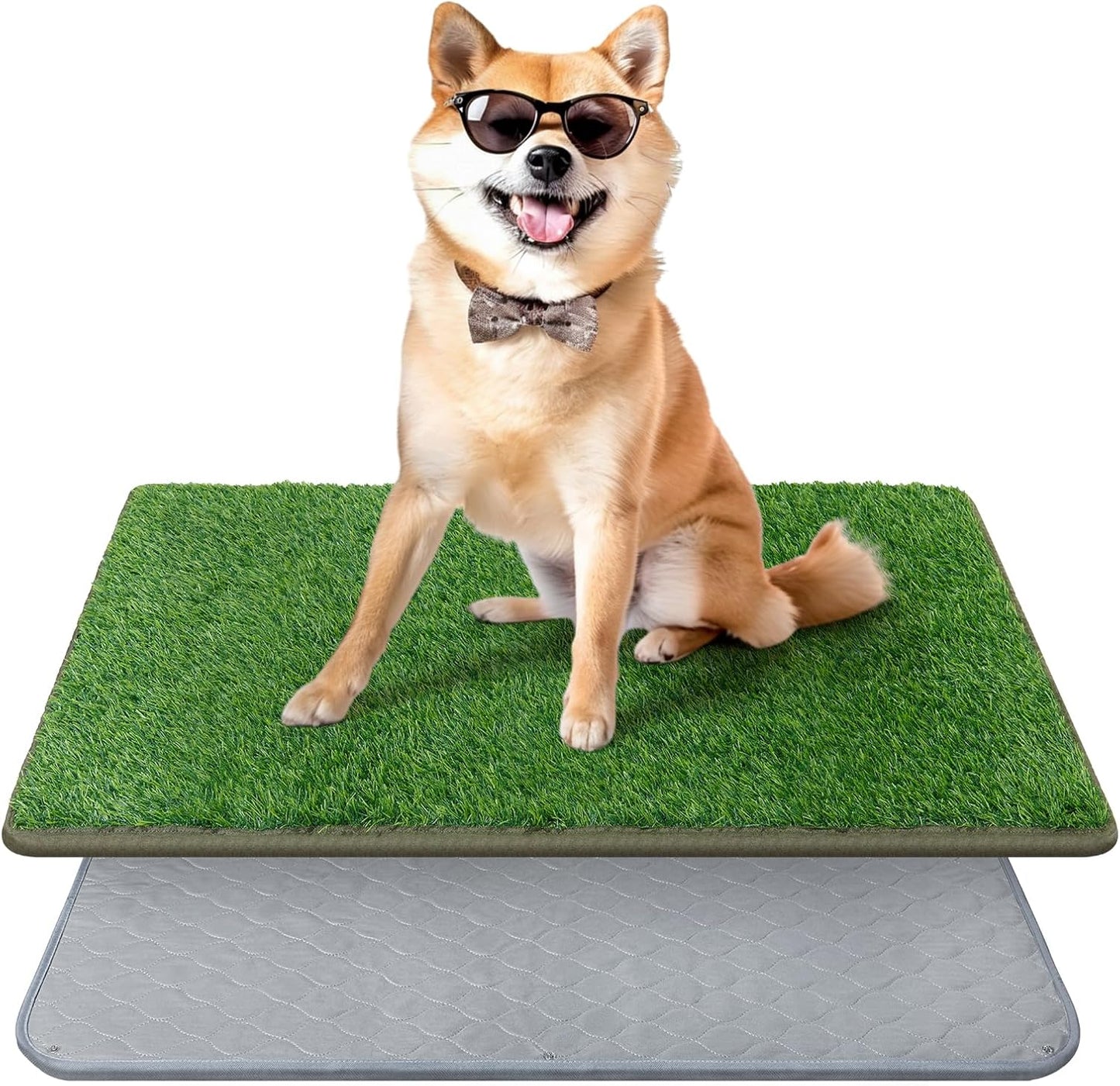 Dog Grass Mat with Pee Pad: Artificial Indoor Grass Potty Training Pads for Dogs Doggies Washable,Reusable Puppy Pads Leakproof on Outdoor Patio Balcony Apartment(39x31.49'')