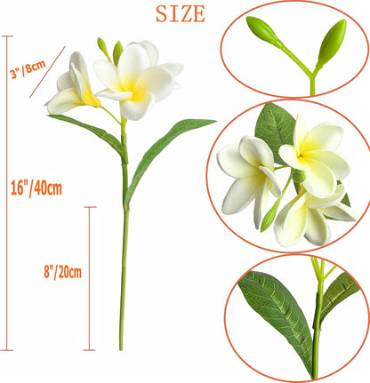 5PCS PU Real Touch Lifelike Artificial Plumeria Frangipani Flower Stems Wedding Home Party Spring Flowers Decoration (Orange Pink)