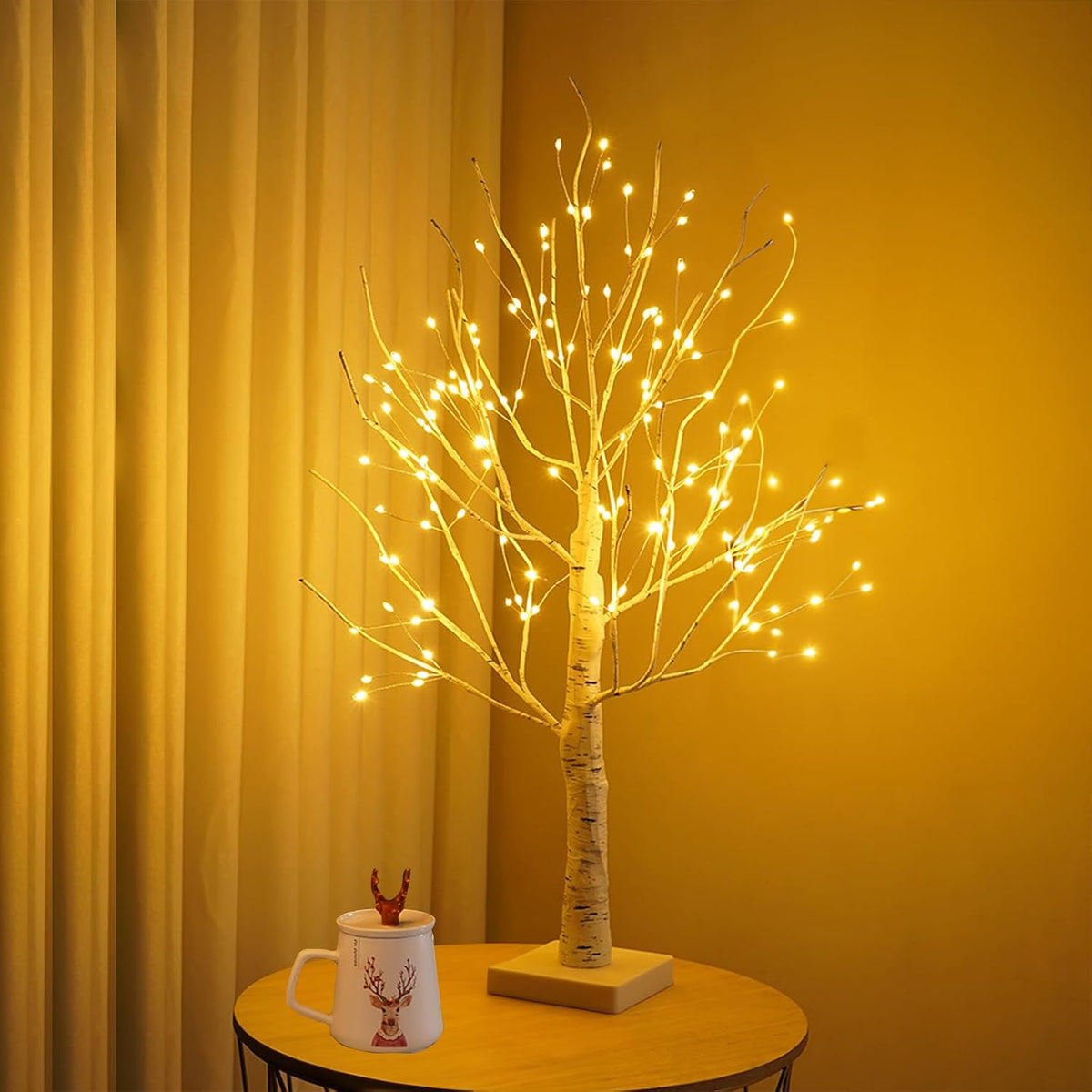144 LED Birch Tree Lights,Tabletop Bonsai Fairy Light Spirit Tree,DIY Artificial Tree Lamp with Timer USB/Battery Powered for Bedroom Christmas Home, Wedding, Holiday Decor (Warm White)