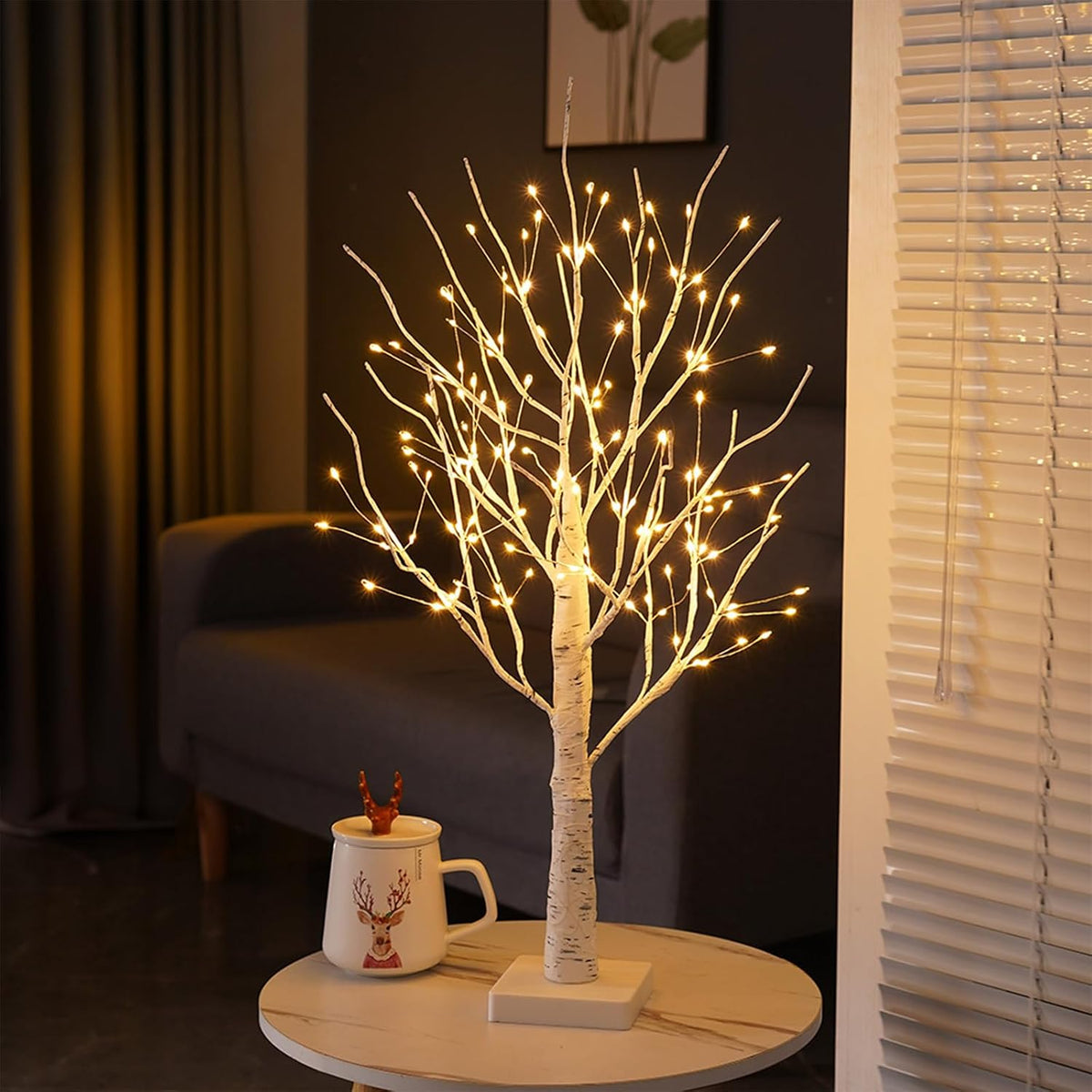 144 LED Birch Tree Lights,Tabletop Bonsai Fairy Light Spirit Tree,DIY Artificial Tree Lamp with Timer USB/Battery Powered for Bedroom Christmas Home, Wedding, Holiday Decor (Warm White)