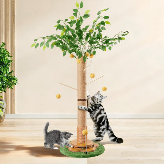 45" Tall Cat Scratching Post with Sisal Rope & Balls