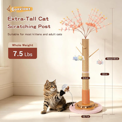 45" Tall Cat Scratching Post with Sisal Rope & Balls