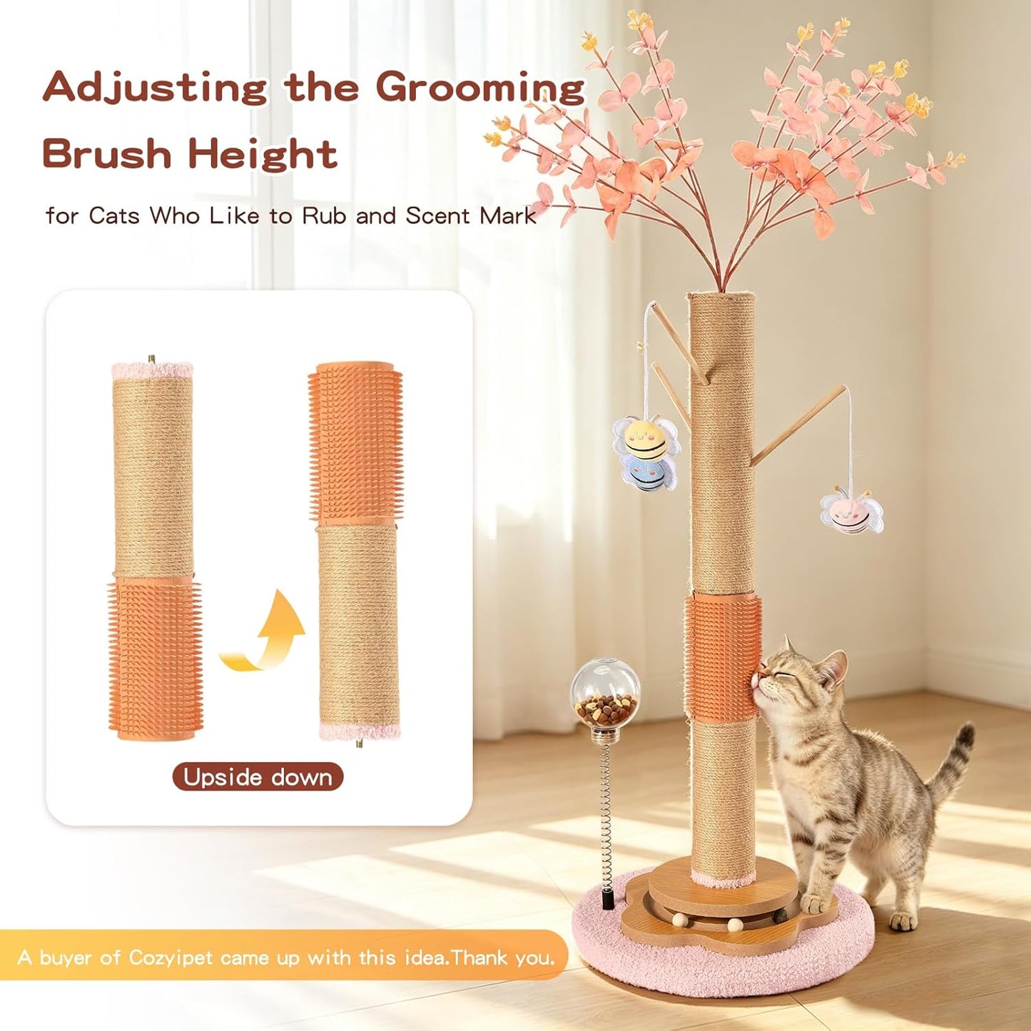 45" Tall Cat Scratching Post with Sisal Rope & Balls