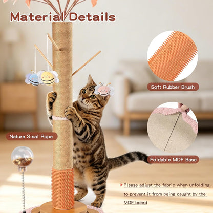 45" Tall Cat Scratching Post with Sisal Rope & Balls