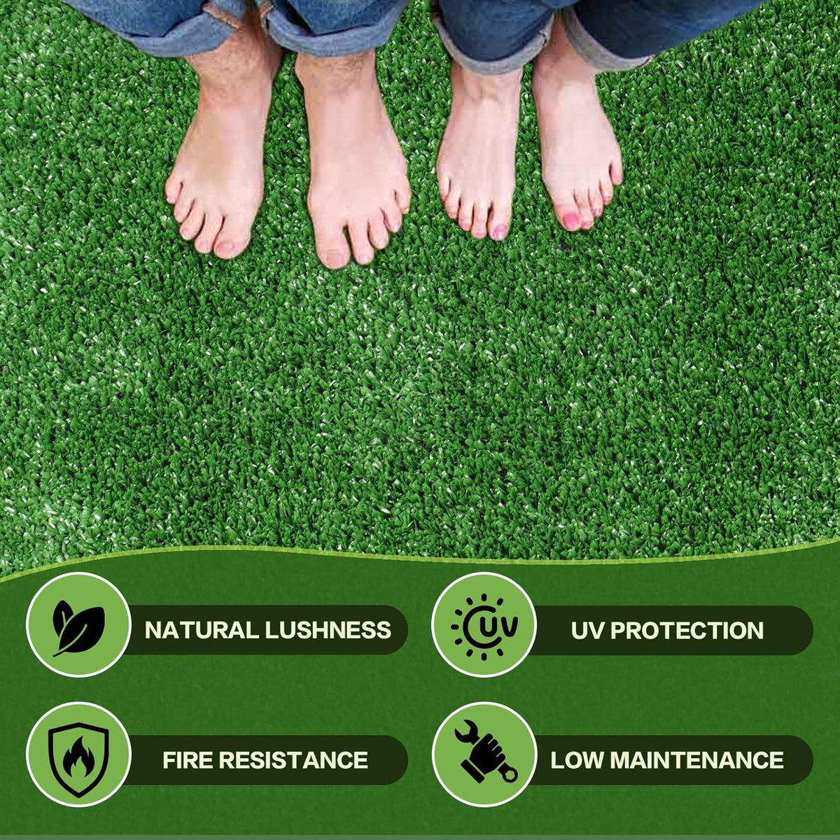 Artificial Grass Turf Lawn, 4FTx6FT Indoor Outdoor Garden Patio Landscape Synthetic Grass Mat Party Carpet, Fake Grass with Drainage Holes, Customized Sizes, Soft for Kids and Pets