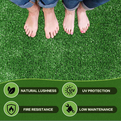Artificial Grass Turf Lawn, 4FTx6FT Indoor Outdoor Garden Patio Landscape Synthetic Grass Mat Party Carpet, Fake Grass with Drainage Holes, Customized Sizes, Soft for Kids and Pets