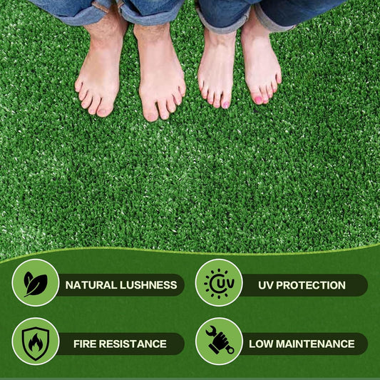 Artificial Grass Turf Lawn, 4FTx6FT Indoor Outdoor Garden Patio Landscape Synthetic Grass Mat Party Carpet, Fake Grass with Drainage Holes, Customized Sizes, Soft for Kids and Pets