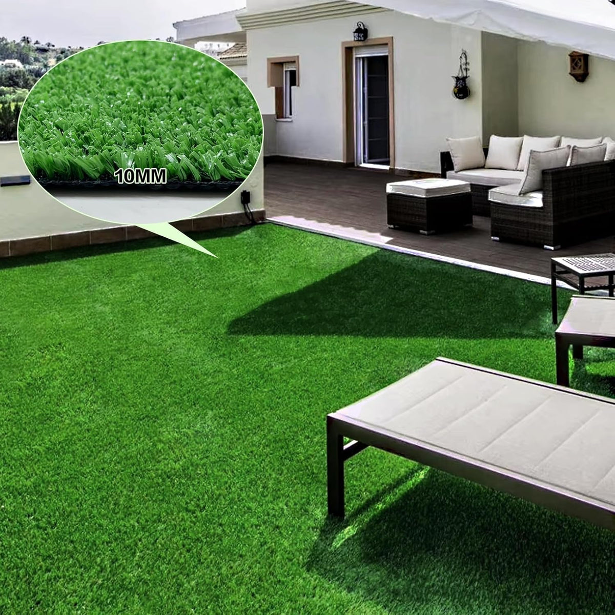 Artificial Grass Turf Lawn, 4FTx6FT Indoor Outdoor Garden Patio Landscape Synthetic Grass Mat Party Carpet, Fake Grass with Drainage Holes, Customized Sizes, Soft for Kids and Pets