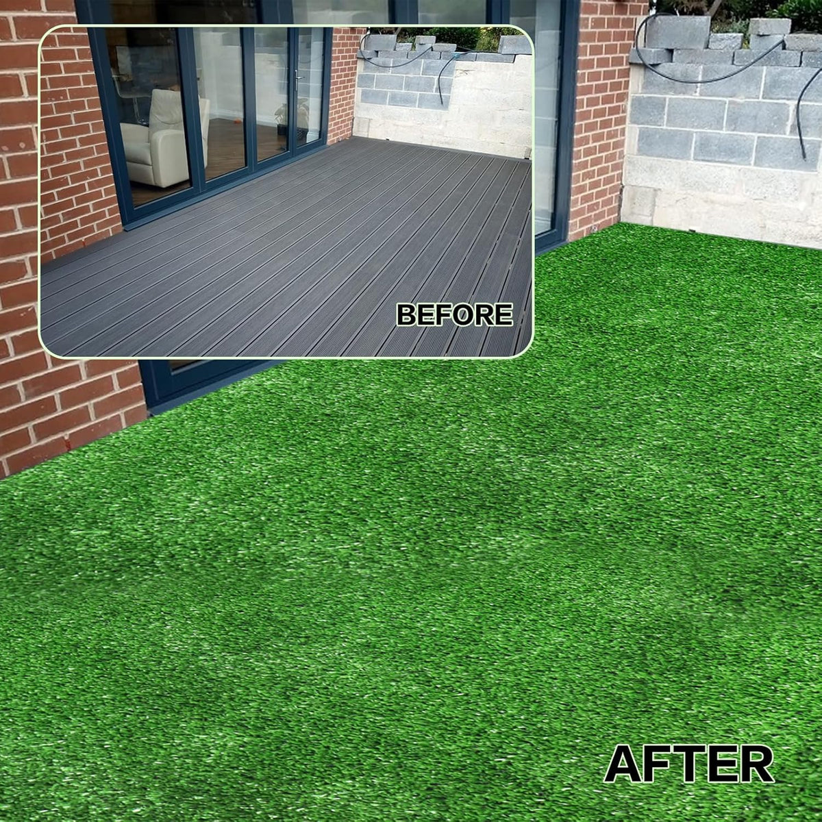 Artificial Grass Turf Lawn, 4FTx6FT Indoor Outdoor Garden Patio Landscape Synthetic Grass Mat Party Carpet, Fake Grass with Drainage Holes, Customized Sizes, Soft for Kids and Pets