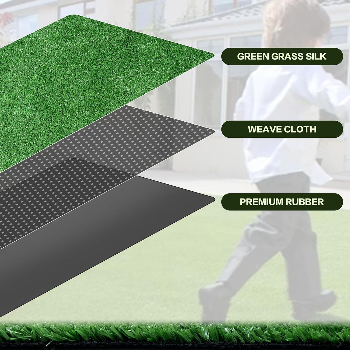 Artificial Grass Turf Lawn, 4FTx6FT Indoor Outdoor Garden Patio Landscape Synthetic Grass Mat Party Carpet, Fake Grass with Drainage Holes, Customized Sizes, Soft for Kids and Pets