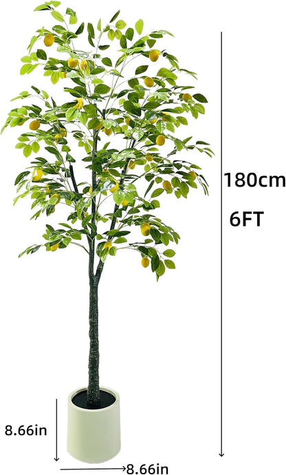 5FT Artificial Lemon Tree Potted Faux Lemons Citrus Plants with Yellow Fake Lemons Fruits in Pot, Indoor Tall Artificial Trees for Home Office Wedding Party Gifts Indoor Outdoor Decor