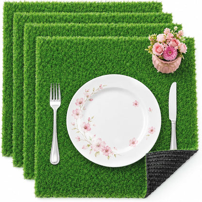 Artificial Grass Mat 12x12 Inch,Fake Grass Turf Patch | Synthetic Grass Indoor Outdoor,Patio Grass Tiles Realistic Grass Rug With Drainage Hole For Table Decoration