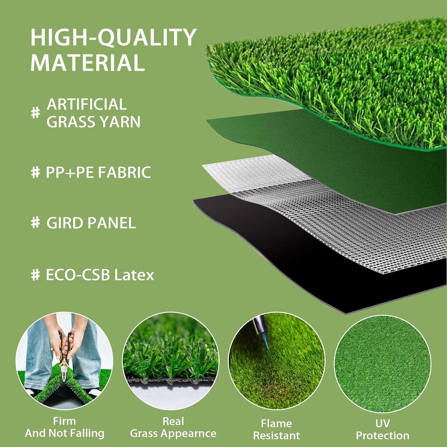Artificial Grass Mat 12x12 Inch,Fake Grass Turf Patch | Synthetic Grass Indoor Outdoor,Patio Grass Tiles Realistic Grass Rug With Drainage Hole For Table Decoration