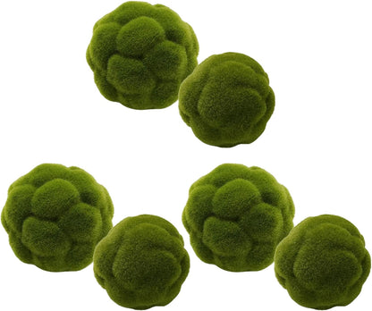 6 PCS Green Moss Ball Decorations, Simulated Moss Balls, Artificial Plant Decorations, Suitable for Garden Wedding Party Decorations