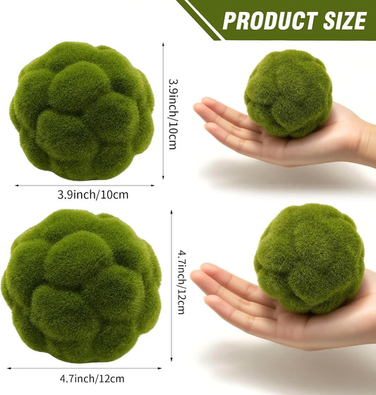 6 PCS Green Moss Ball Decorations, Simulated Moss Balls, Artificial Plant Decorations, Suitable for Garden Wedding Party Decorations